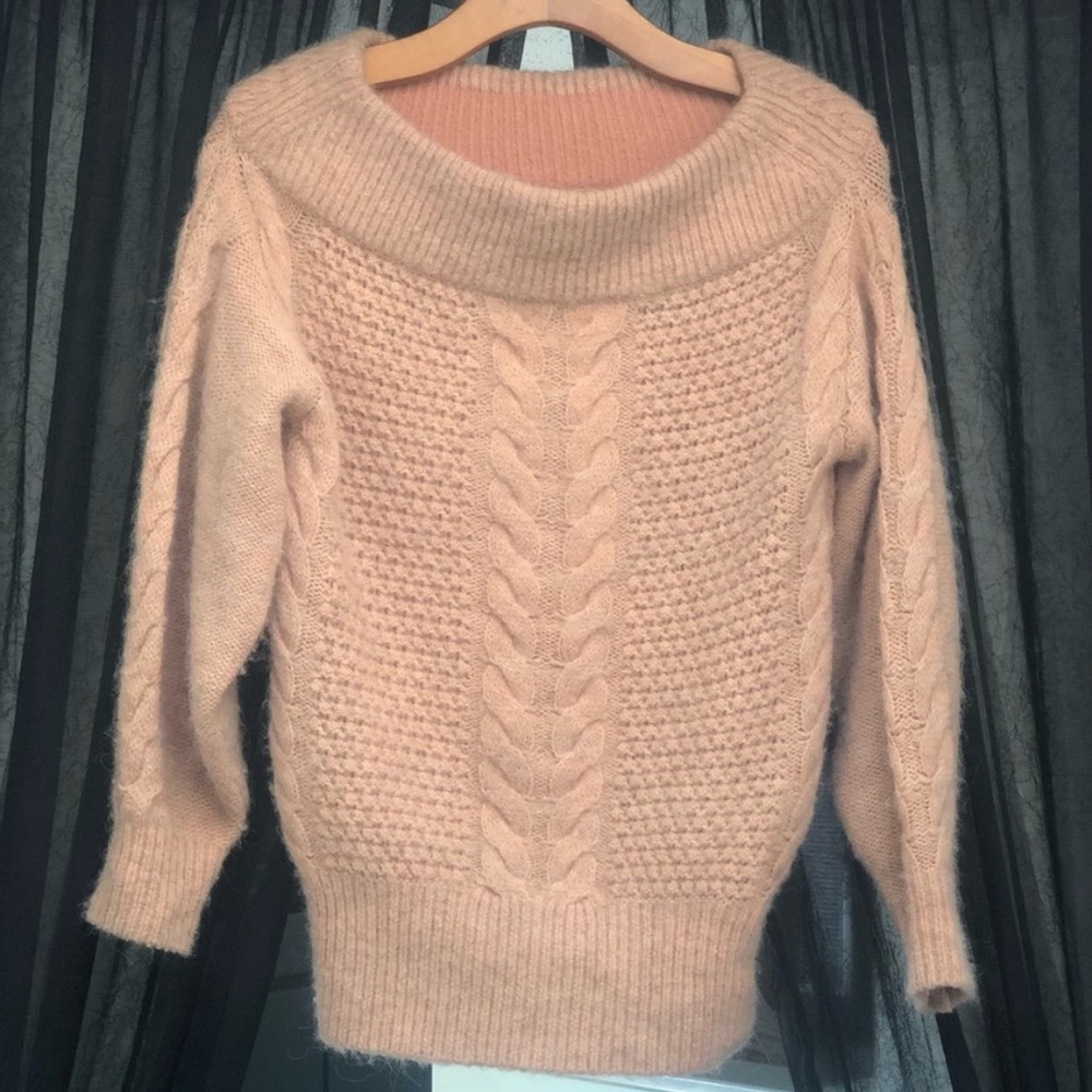 Anthropologie Sleeping on Snow blush off shoulder wide neck soft fluffy …